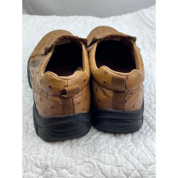 Roper Women's Tan Ostrich Leather Slip On Western Cowboy Shoes - Size 8 - Picture 5 of 10